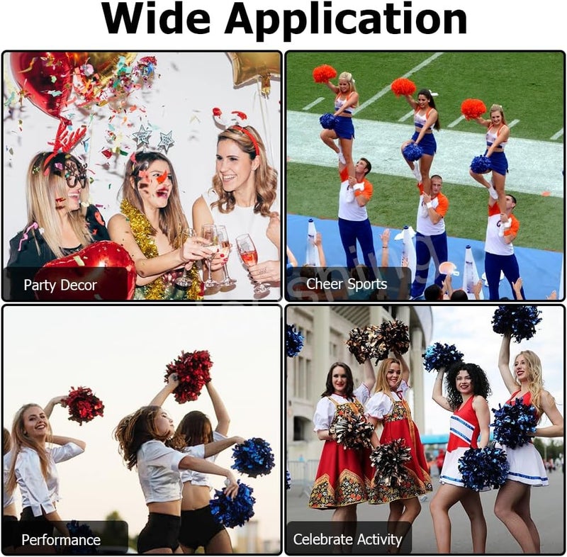 Hooshing 4PCS Cheer Pom Poms with Plastic Handle Cheerleading Pompoms for Kids Team Sports Party Cheering - Image 5